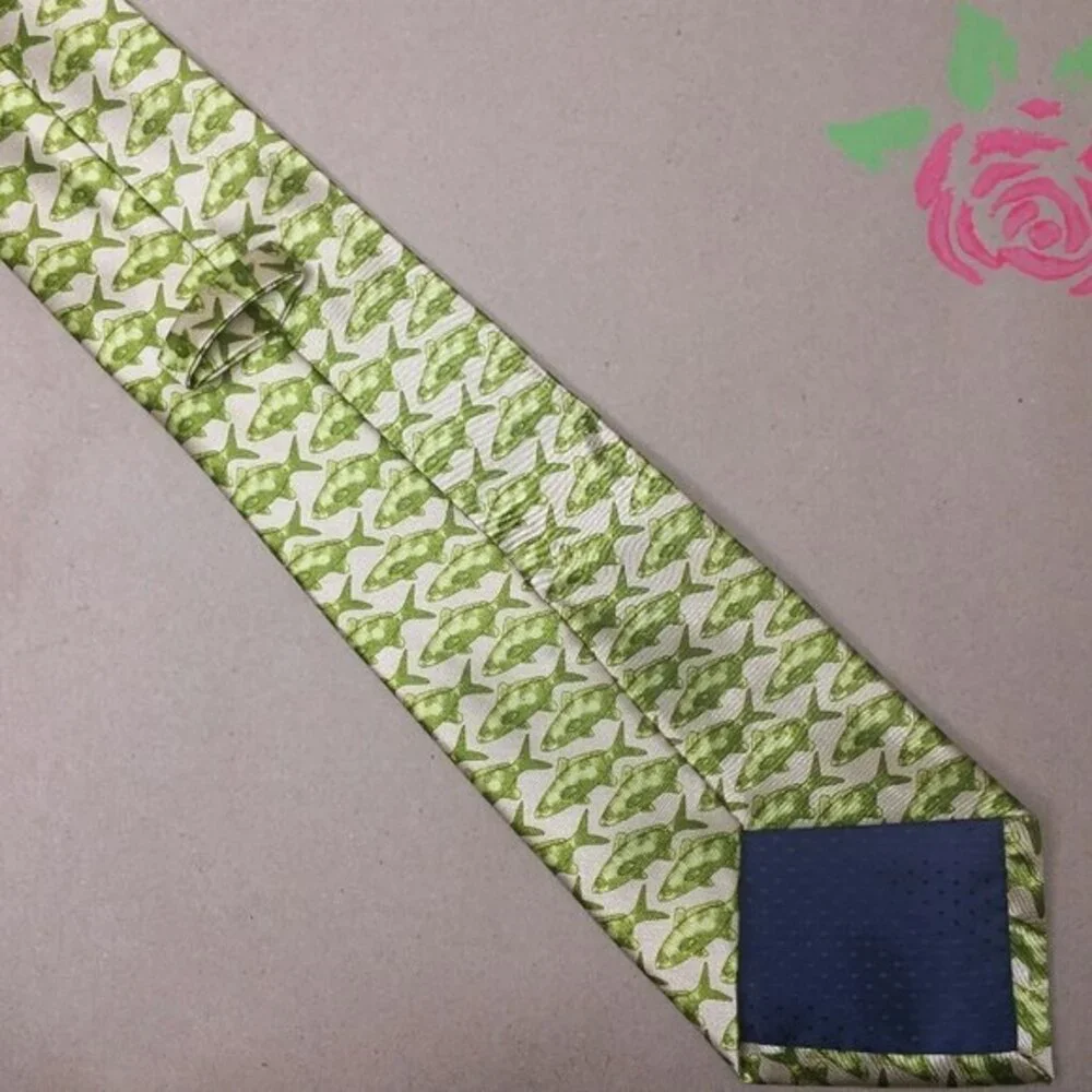 Vintage Gold with Green Fishes Tie Necktie
